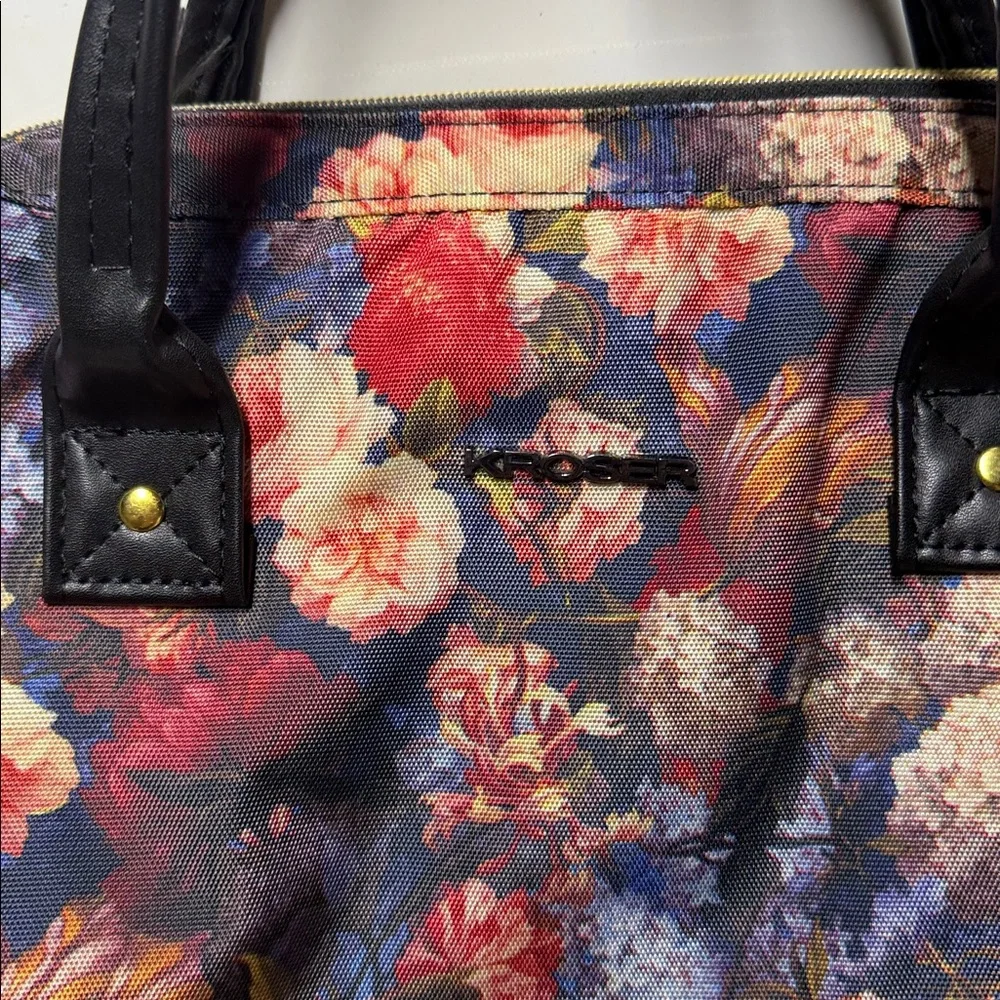 KROSER laptop backpack featuring a dark floral pattern